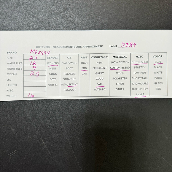 Moussy Womens Skinny Jeans Skinny Medium Wash Blue Distressed Splatter Size 24 - Picture 13 of 13